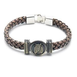 Attack on Titan Survey Corps Braided Bracelet – Brown Leather Wristband